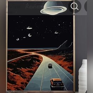 Cars on Highway & Planets Canvas Art